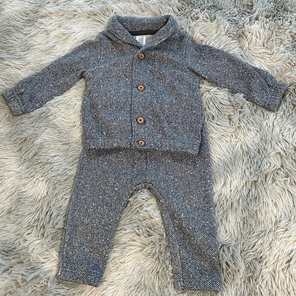 Carter's Navy and White Herringbone Set